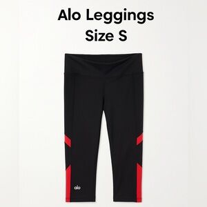 ALO Yoga Black Leggings with Red Accents